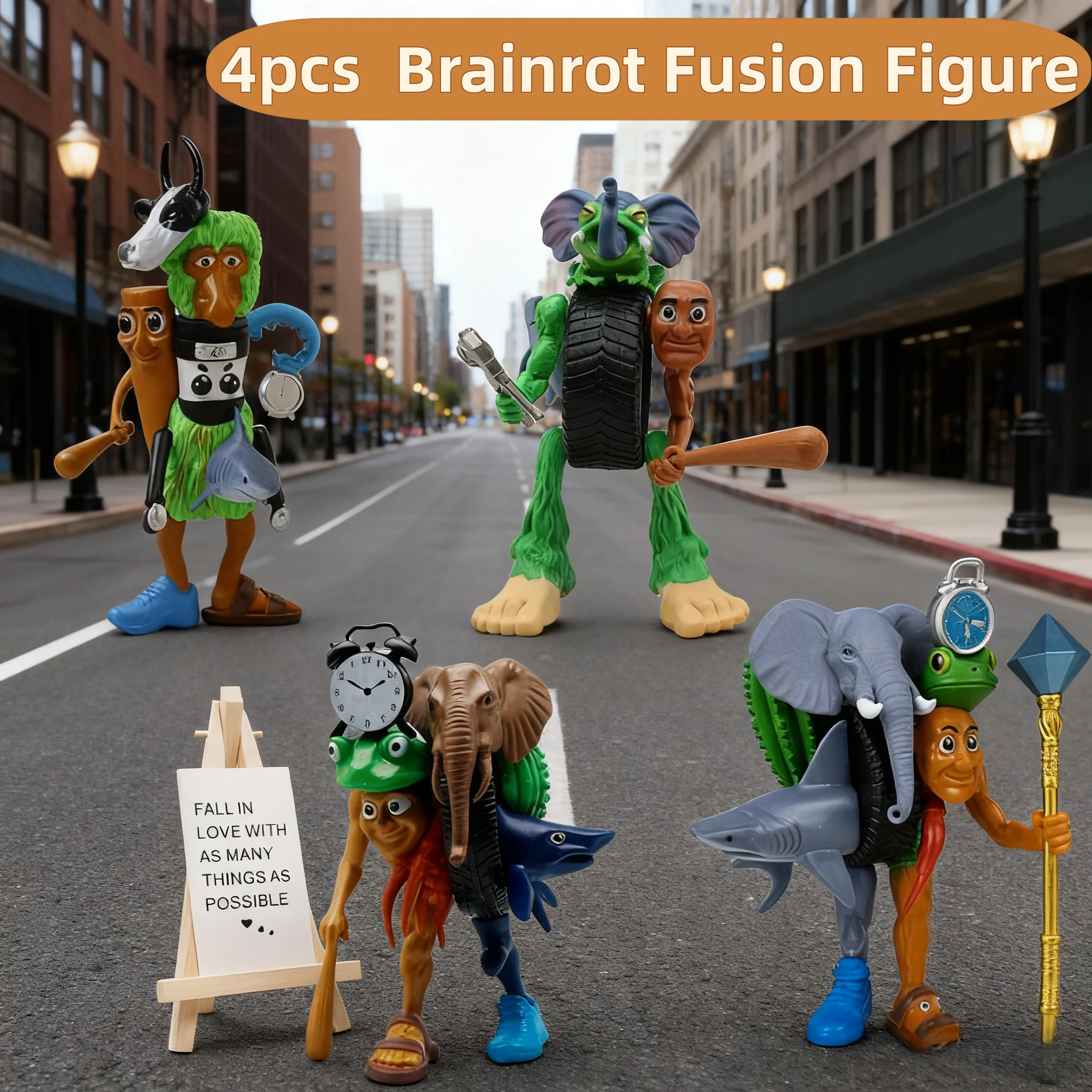 Large Italian Brainrot themed fusion animal Figure, Tung Tung Sahur fusion monster, Christmas/Black Friday/birthday fans gift