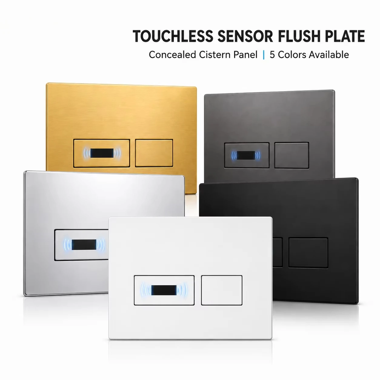 Touchless Sensor Dual Flush Plate for Concealed Cistern, Wall Mounted Toilet Flush Panel with 5 Color Options