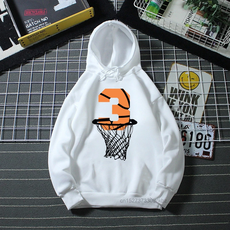 Boys 1-10 Basketball Birthday Numbers Hoodie Children’S Basketball Players Shoot Into the Net Print Sweatshirt Kid Casual Tops