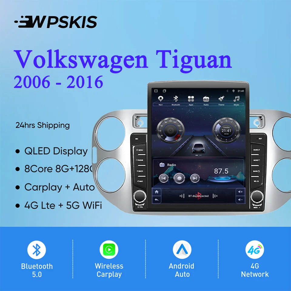 8Core 8G+128G Carplay Auto Car Radio Audio Stereo Tape Recorder HU Head Unit For Volkswagen Tiguan 2006 - 2016 GPS DVD Cassette