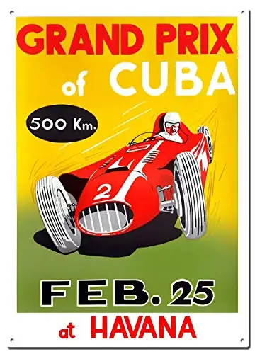 STYSLS Grand Prix of Cuba 1958 Metal Tin Signs, Driving Riding and Racing Poster, Decorative Signs Wall Art Home Decor