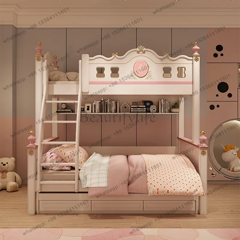 PG modern luxury bases master bunk beds for kids white girl day bed bedroom furniture sliding loft bed frame with drawer storage