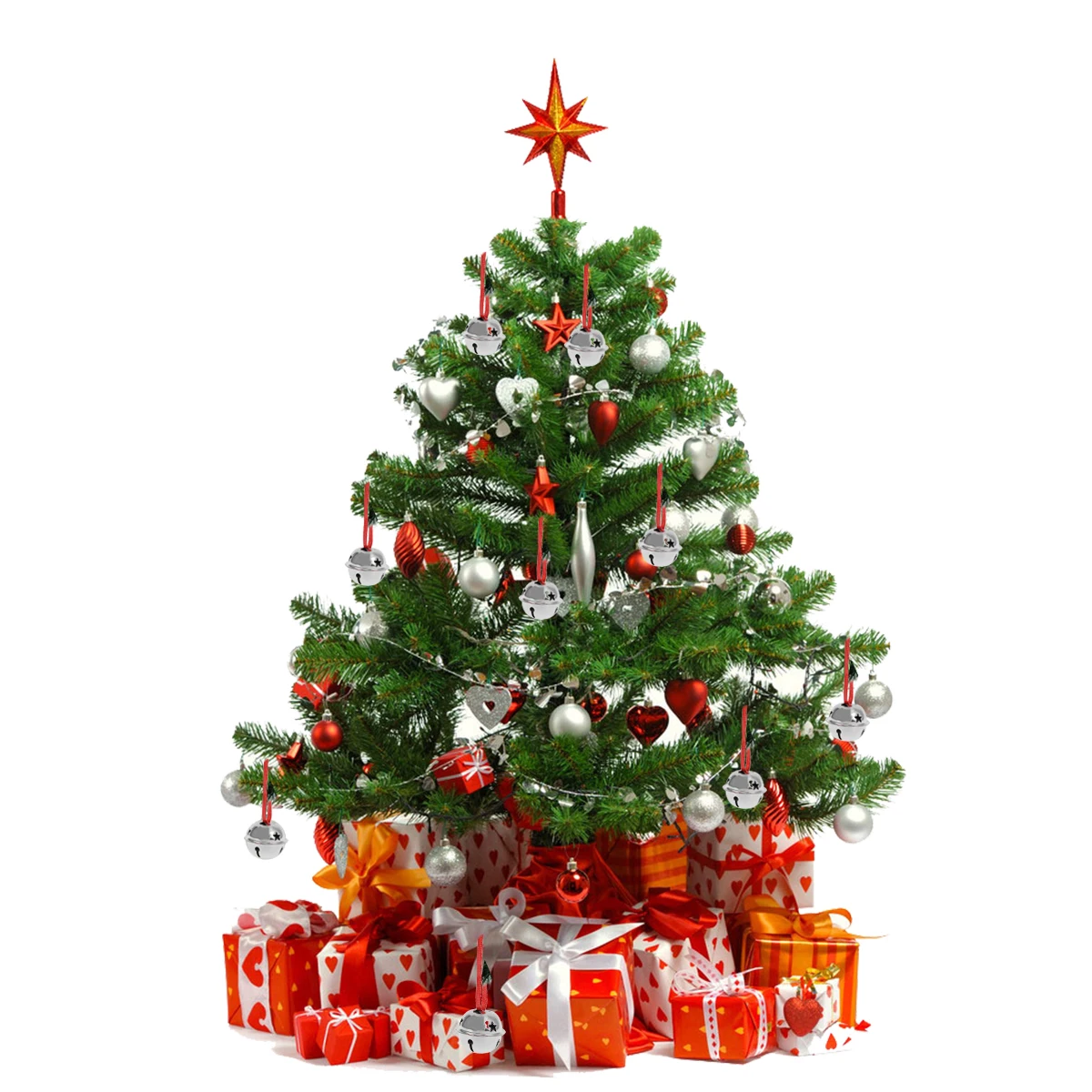 

Colorful Christmas Bell Ribbon Set Star Cutouts Jingle Craft nament Decor Gold Size Variety Hanging DIY Party Accessories