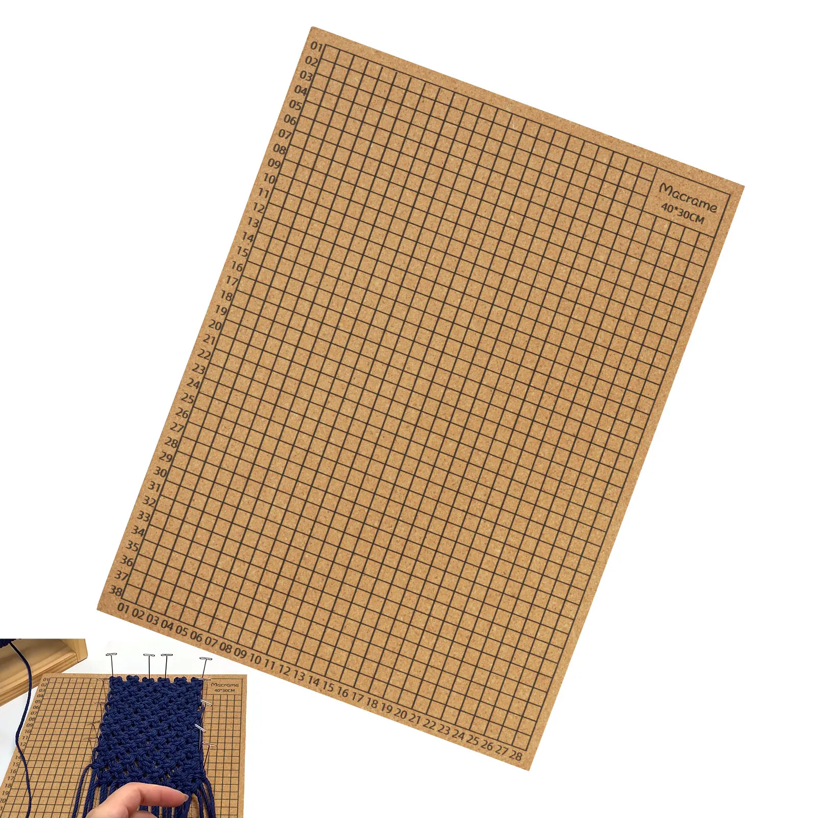 Macrame Board with Grids Double Sided Macrame Project Board with 50 T-pins Reusable Macrame Cork Board Portable Lightweight