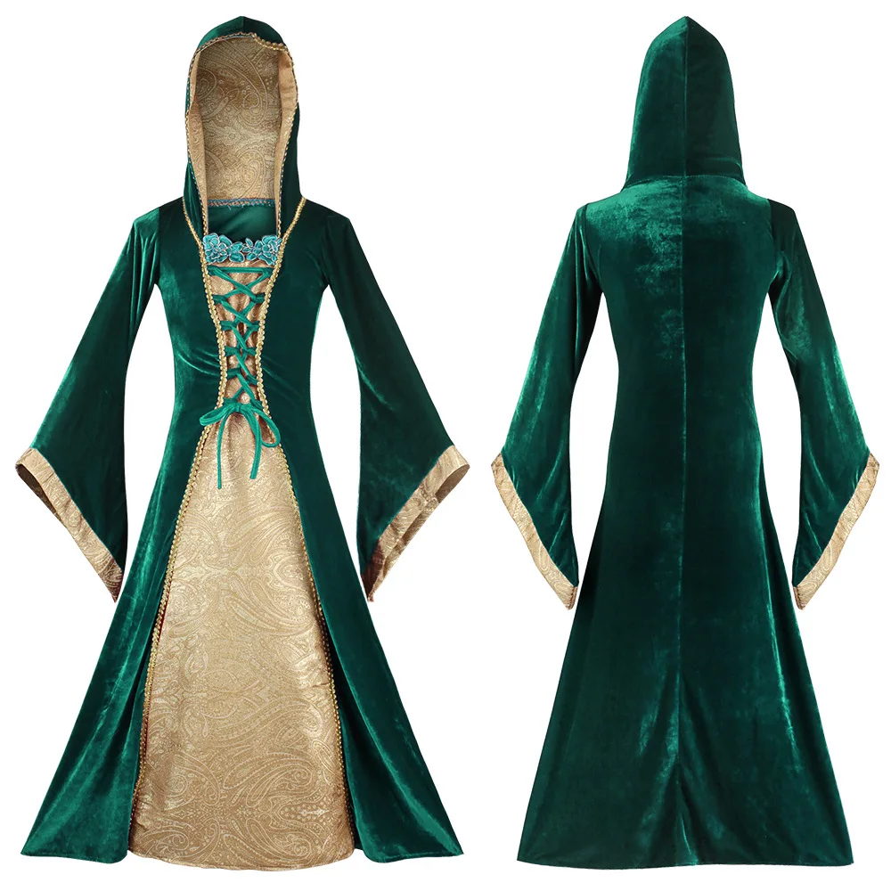 Fantasia de princesa medieval para senhoras, lindo terno COS, vestido retro da corte, rainha e nobre, emulação medieval, halloween e imperatriz, ritual