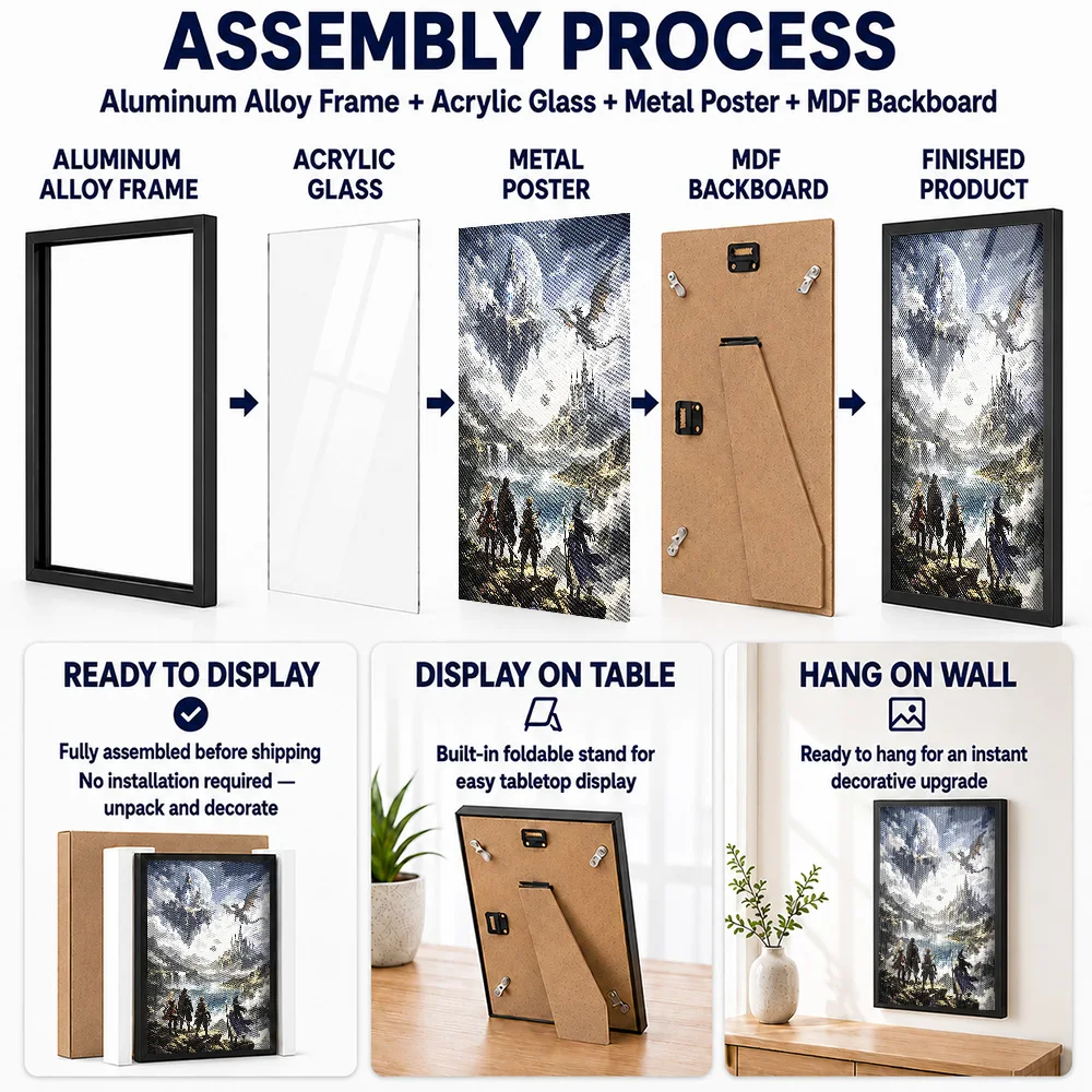 Final Fantasy Framed Metal Poster Personalized Photo Enchanting Graphic Style Wall Art For Bedroom And Study Adventure Fan Gift