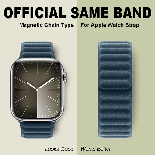 Imagen 1 del producto Correa de cuero con enlace de bucle magnético para Apple Watch Band 40 44mm 46mm 42mm 41 49 45 pulsera Original iWatch 11 10 9 8 7 SE3 Ultra2