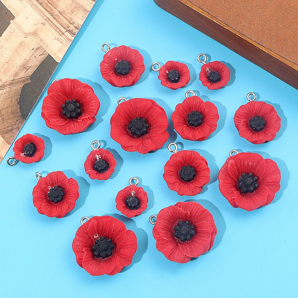 3/7/14pcs Multi-color Resin Flower Shaped Pendant, Used for DIY Accessories, Christmas, Thanksgiving Halloween  Accessories