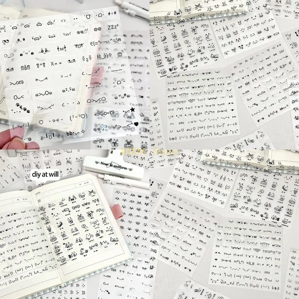 สติกเกอร์ตกแต่ง 10 แผ่น สติกเกอร์ใสสำหรับสมุดบันทึก สติกเกอร์อิโมจิการ์ตูน สำหรับตกแต่งอย่างสร้างสรรค์ ขายดีที่สุด