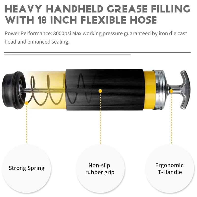 

8000 PSI Heavy Handheld Grease Filling With 18 Inch Flexible Hose