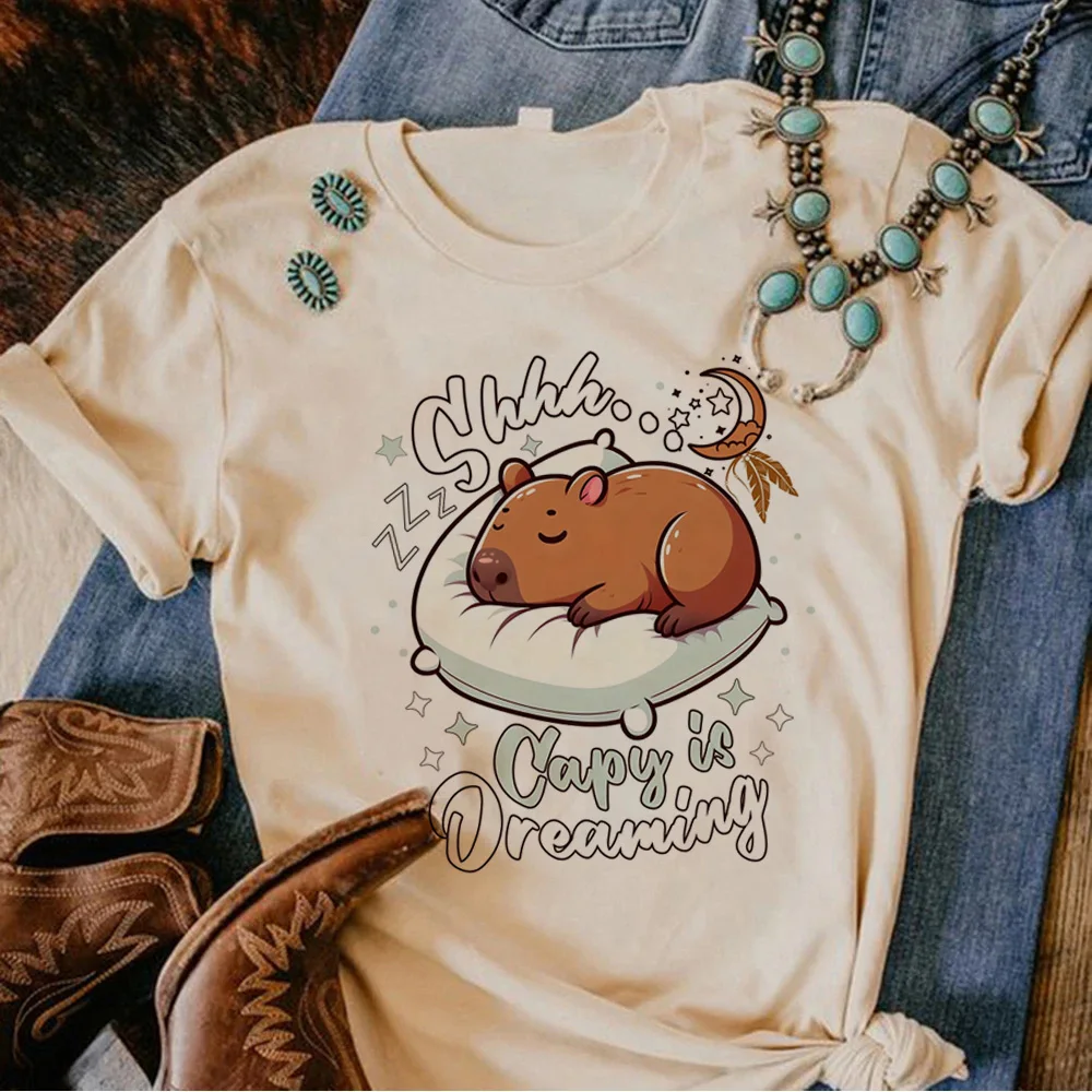 Capybara top women streetwear manga tshirt girl 2000s clothes