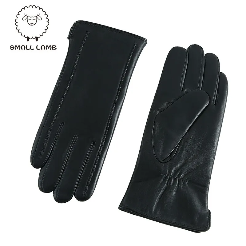 Fashion Women's Sheepskin Gloves Real Hair Inside Winter Warm Thickened Cycling Outdoor Leather