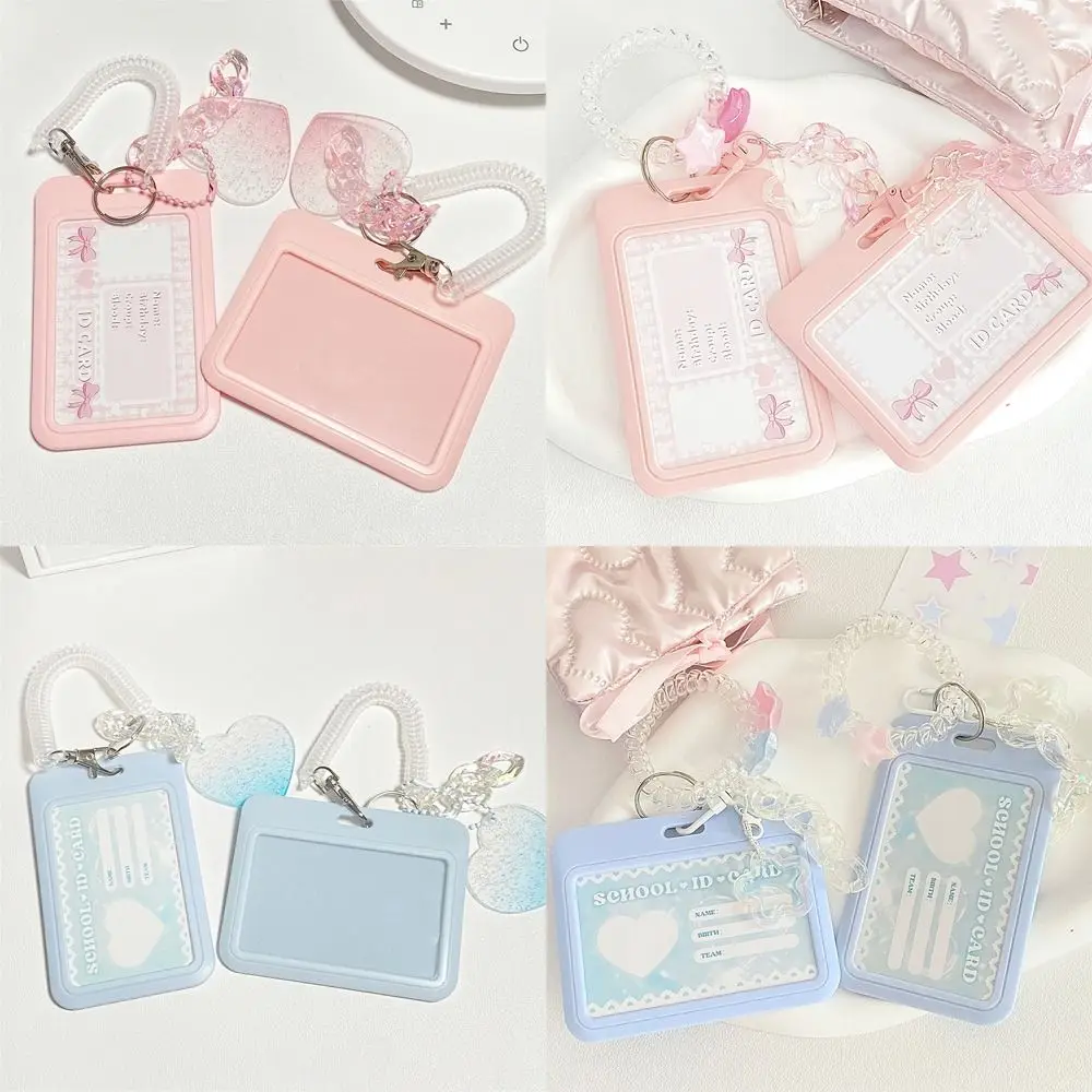 New High Beauty Card Holder Vertical Love Gradient ID Card Holder Flash Pink Credit Card Holders Bus Student