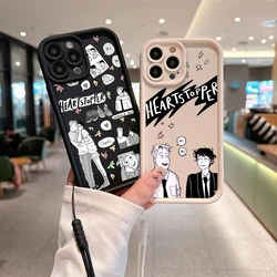Cartoon Heartstopper Phone Case for IPhone 15 14 13 12 11 Pro Max Mini XR XS X 7 8 Plus Soft TPU Back Cover With Hand Strap