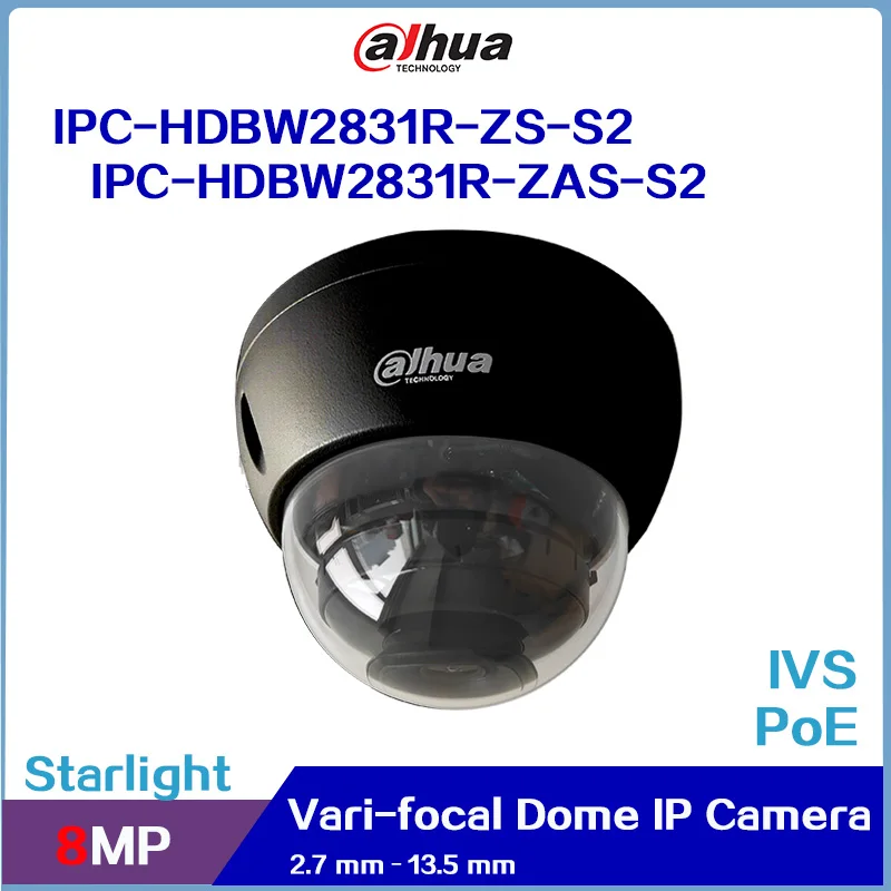 Dahua IPC-HDBW2831R-ZAS-S2 & IPC-HDBW2831R-ZS-S2, 8MP Lite IR 40m Starlight Vari-focal 2.7mm–13.5mm Dome Network Camera