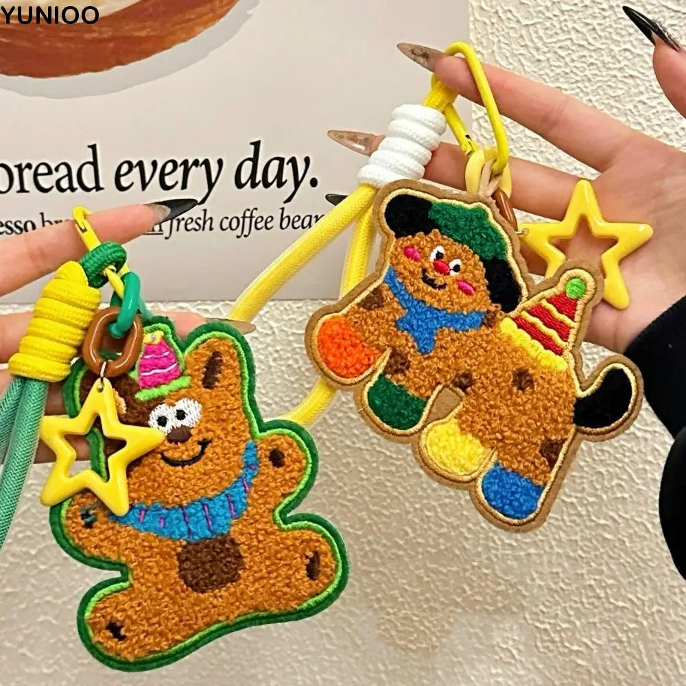

Bag Charms Cartoon Puppy Keychain Embroidery Love Pendant Plush Doll Pendant Phone Chain Key Ring Braid Rope Bag Charms