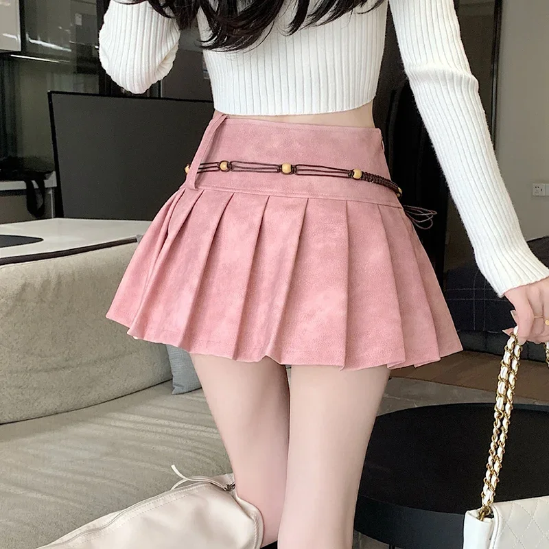 CASUMANL Brand American PU Leather Skirts Women Vintage 2024 Autumn New Sexys Fashion Mini Skirt Females Sweet Casual Streetwear