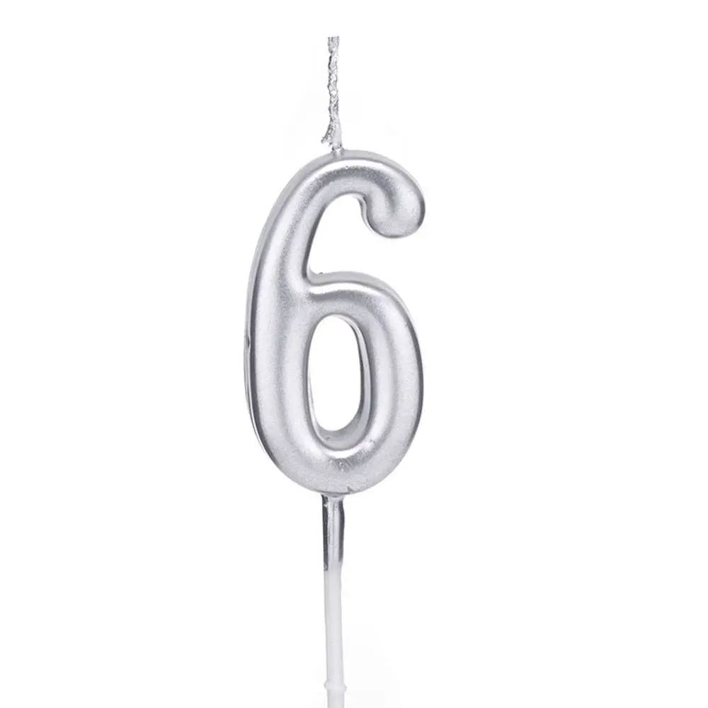 1 PC Sliver Ornaments Party Supplies Cake Topper Cupcake Decor Happy Birthday Number Candles