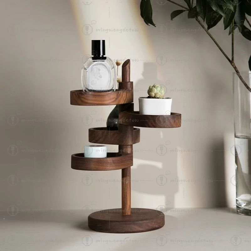 Creative Home Wooden Rotating Shelf, Multi-layer Desktop Storage Stand for Perfume, Aromatherapy and Ornaments