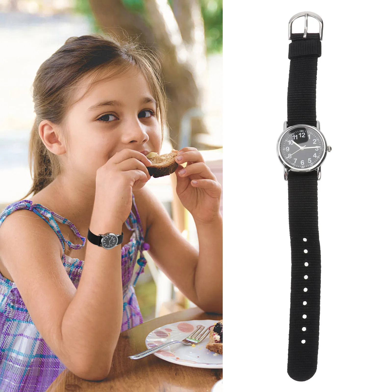 

Водонепроницаемые часы с плетеным ремешком, кварцевые наручные часы, черные, повседневные, школьные, с мультяшным минималистичным дизайном, точное спортивное измерение времени