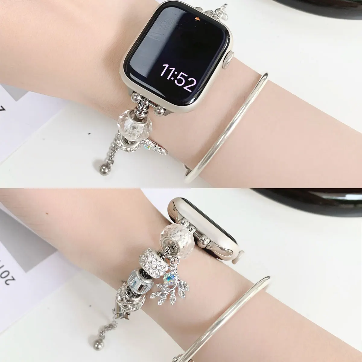 Apple için tek boncuklu elmas bilezik İzle sapanlar 44mm 42mm ultra 49mm 38mm kayış iwatch serisi için 987654321