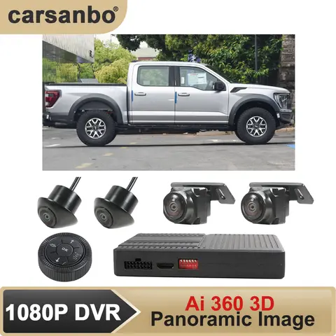 Carsanbo 360 파노라마 뷰 HD 1080P Ai 3D 버드 아이 뷰 자동차 카메라 시스템, 포드 레인저 F150 F250 F350 F450 F550 F650 용