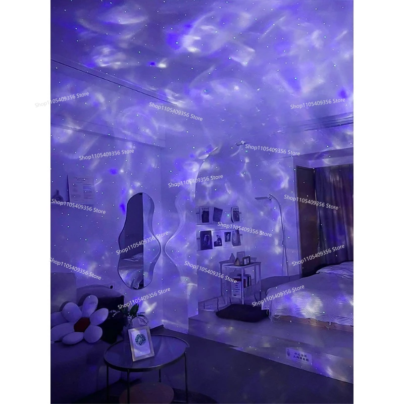 For Bluetooth Audio Starry Sky Projection Light Gypsy Atmosphere Bedroom Water Ripple Night Light Sleep Instrument