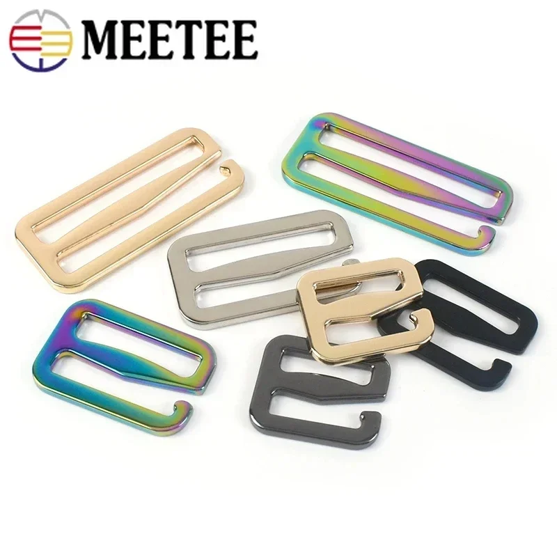 5/10Pcs Meetee 20-50mm Metal Tri-Glide Hook Adjust Buckle Bag Belt Bra Strap Slider Clasp Hooks DIY Sewing Hardware Accessories