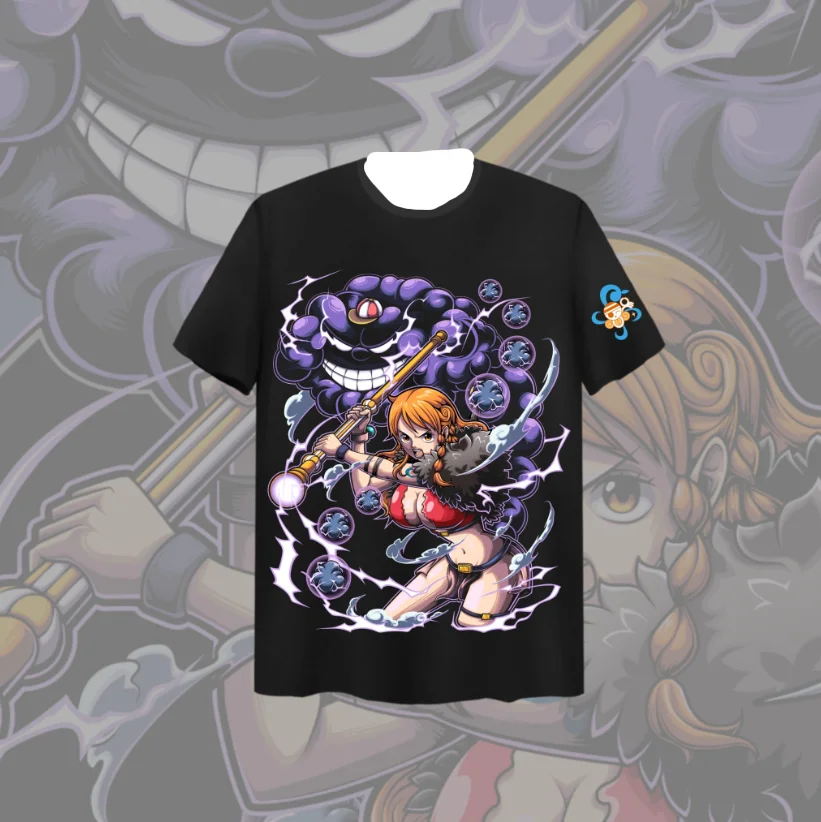 

2026 Summer New Release - Licensed By Bandai, "One Piece" American Cool and Fresh Trendy Casual Loose-Fitting Black T-Shirt