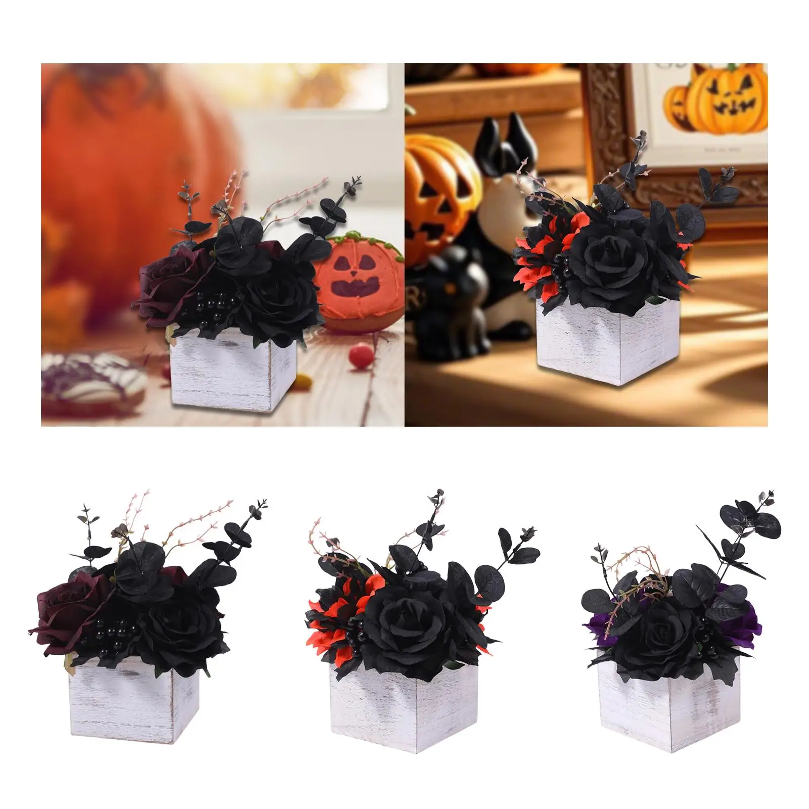 Sztuczne kwiaty na Halloween Sztuczne róże na parapet, półkę w domu