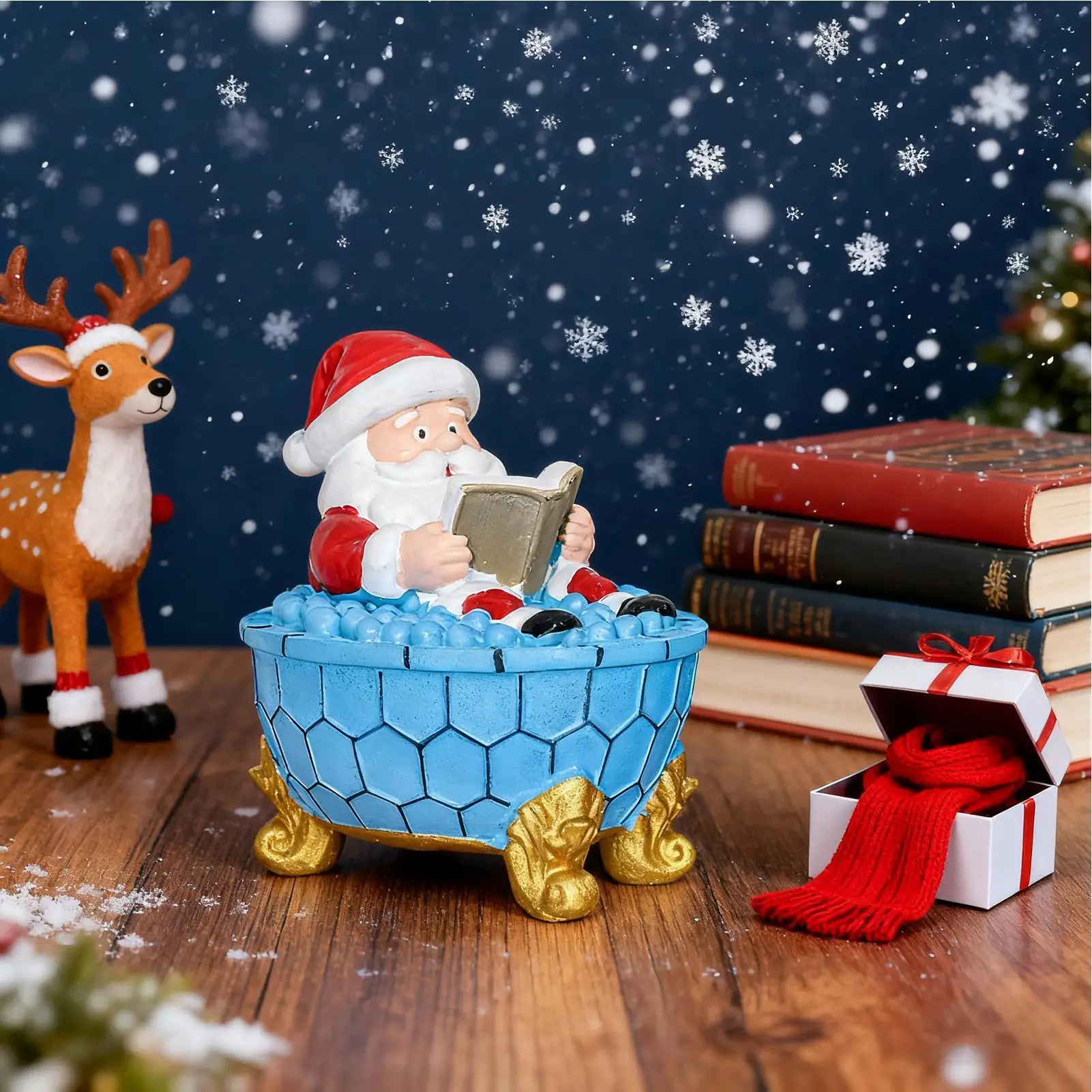 LED المحيطة ليلة ضوء عيد الميلاد سانتا مصباح USB قابلة للشحن سانتا فقاعة حمام لمبة مكتب المنزل السرير الجدول الرف الزينة #3