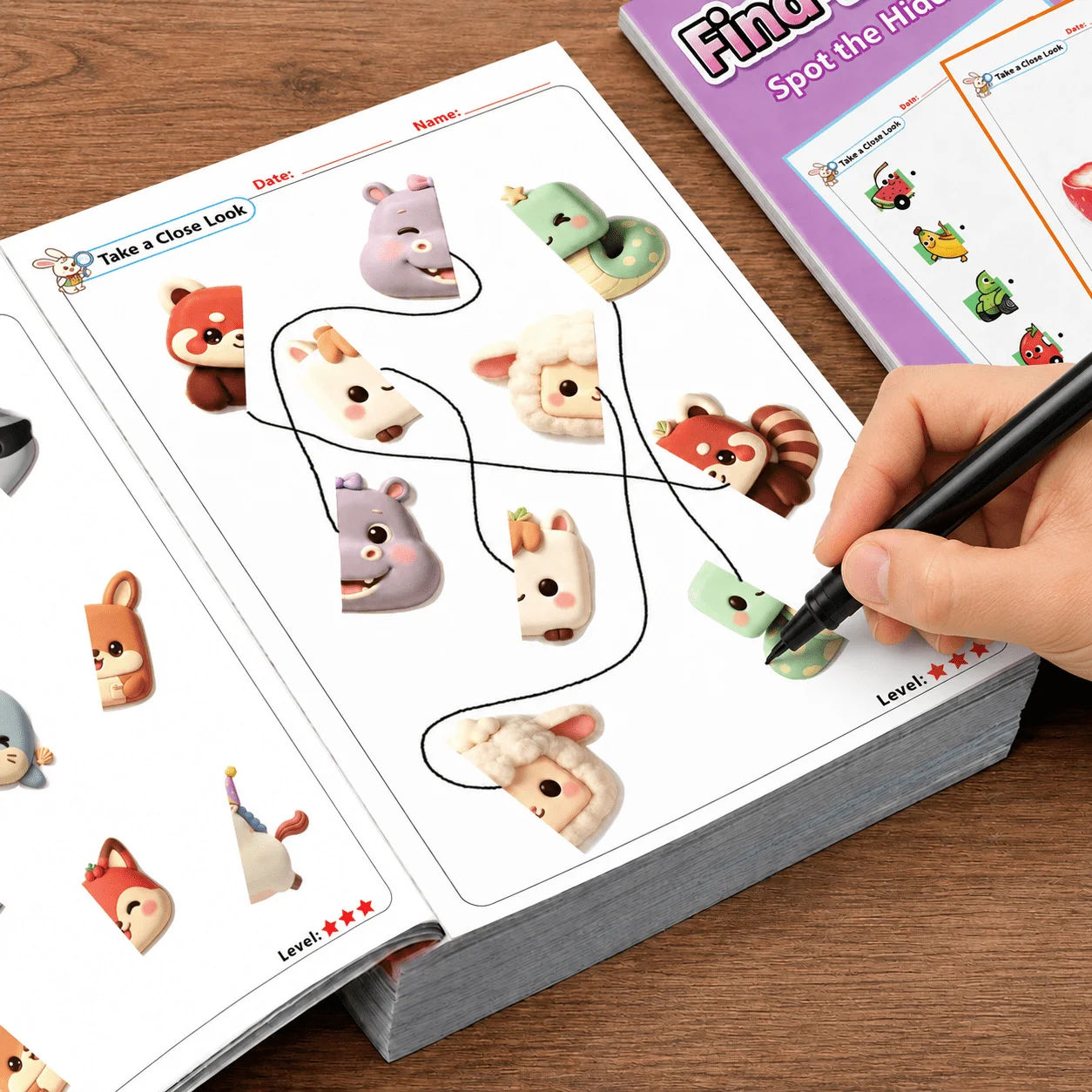 Kids Spot Missing Parts Puzzle Workbook 32 Pages Find‑it Game Activity Book Preschool Observation Training Early Learning