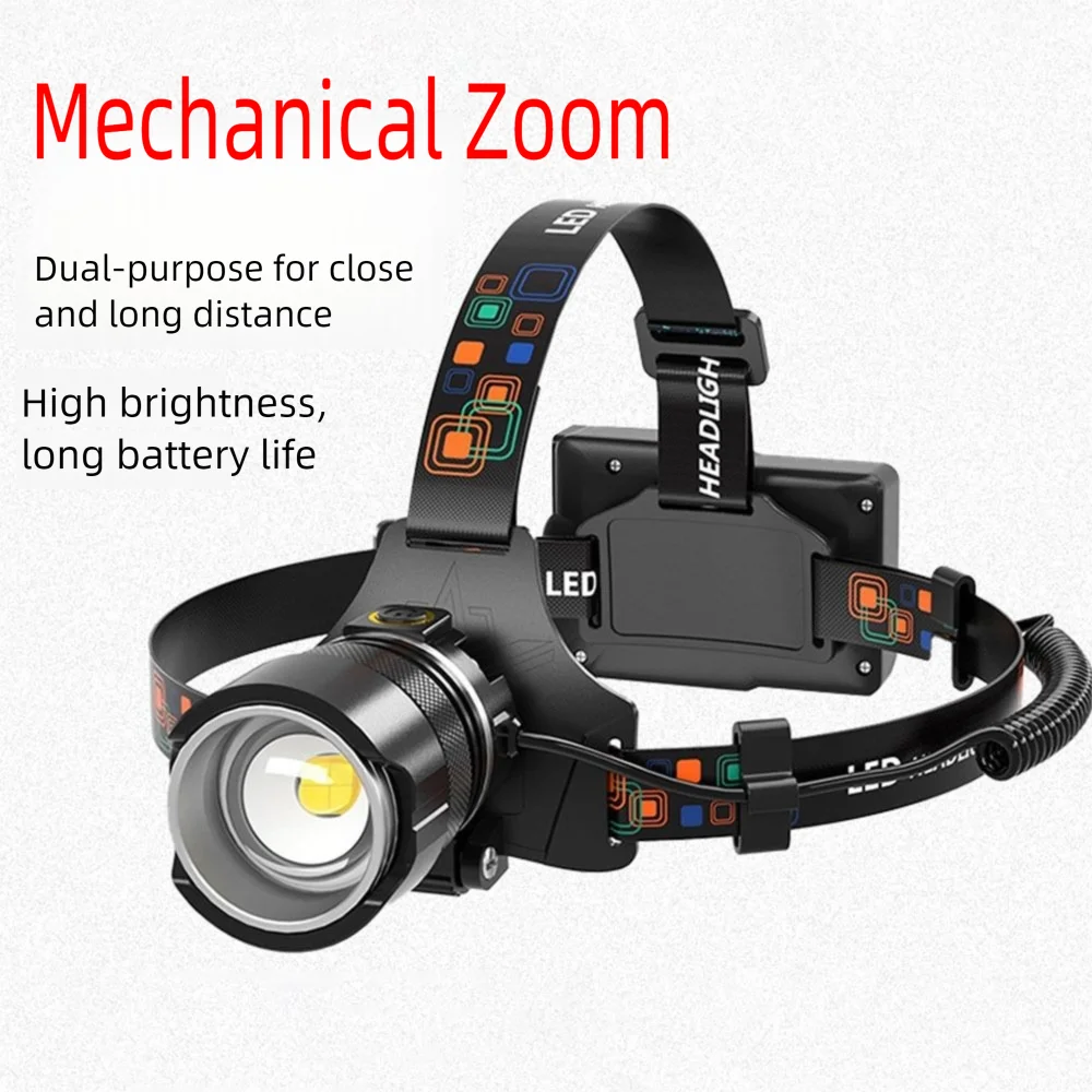 

Rechargeable Headlamp Zoomable High Power Head Lights Super Bright Front Head Lamp for Night fishing Camping Mountain Climbing