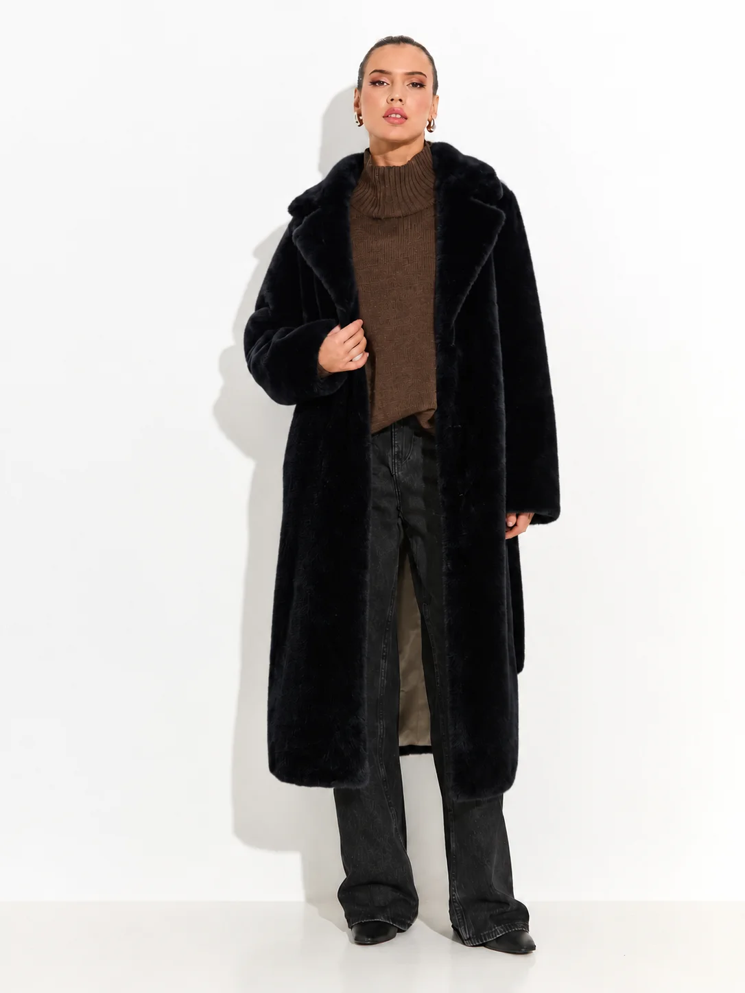 Winter Women High Quality Faux Rabbit Fur Coat Luxury Long Fur Coat Loose Lapel OverCoat Thick Warm Plus Size Female Plush Coats