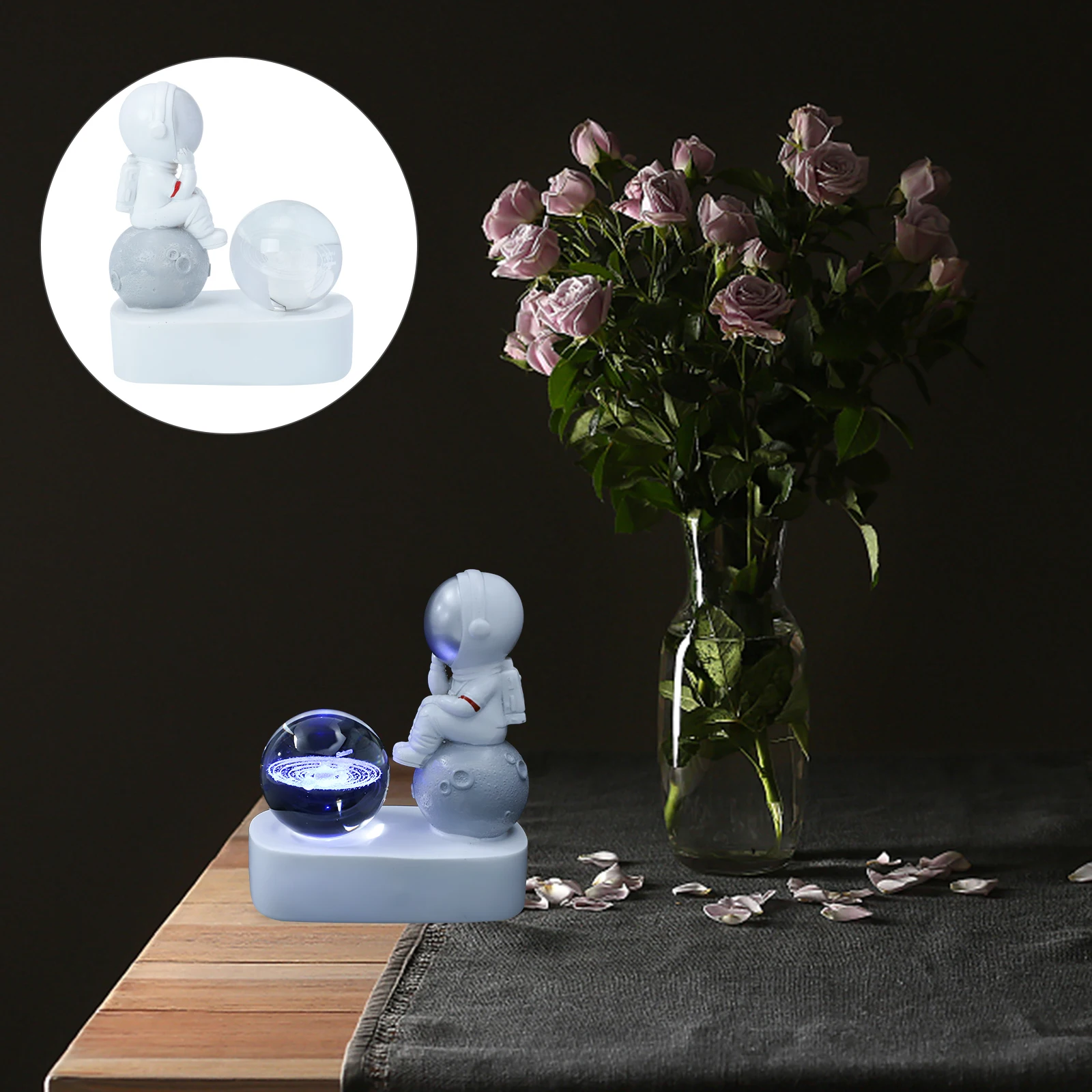 

Decorative Astronaut Crystal Ball Glowing Desktop Decor Ideal Spaceman Festival Gift