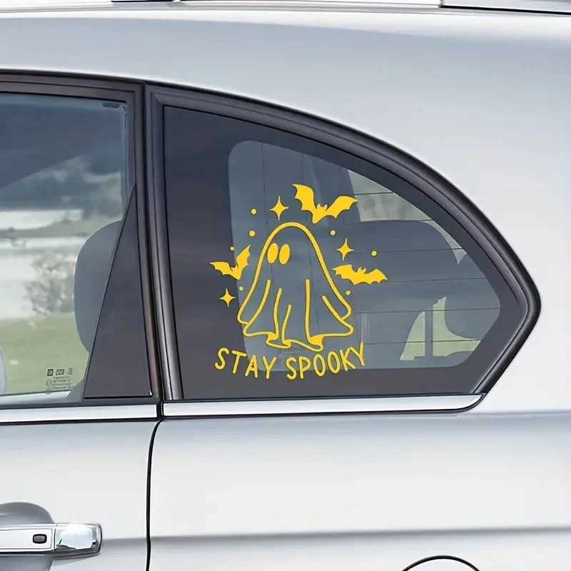 1 pc nice Bats And Ghosts Reflective Auto Stickers On The Car High Quality Vinyl Decals Stay Spooky Halloween Car Decor