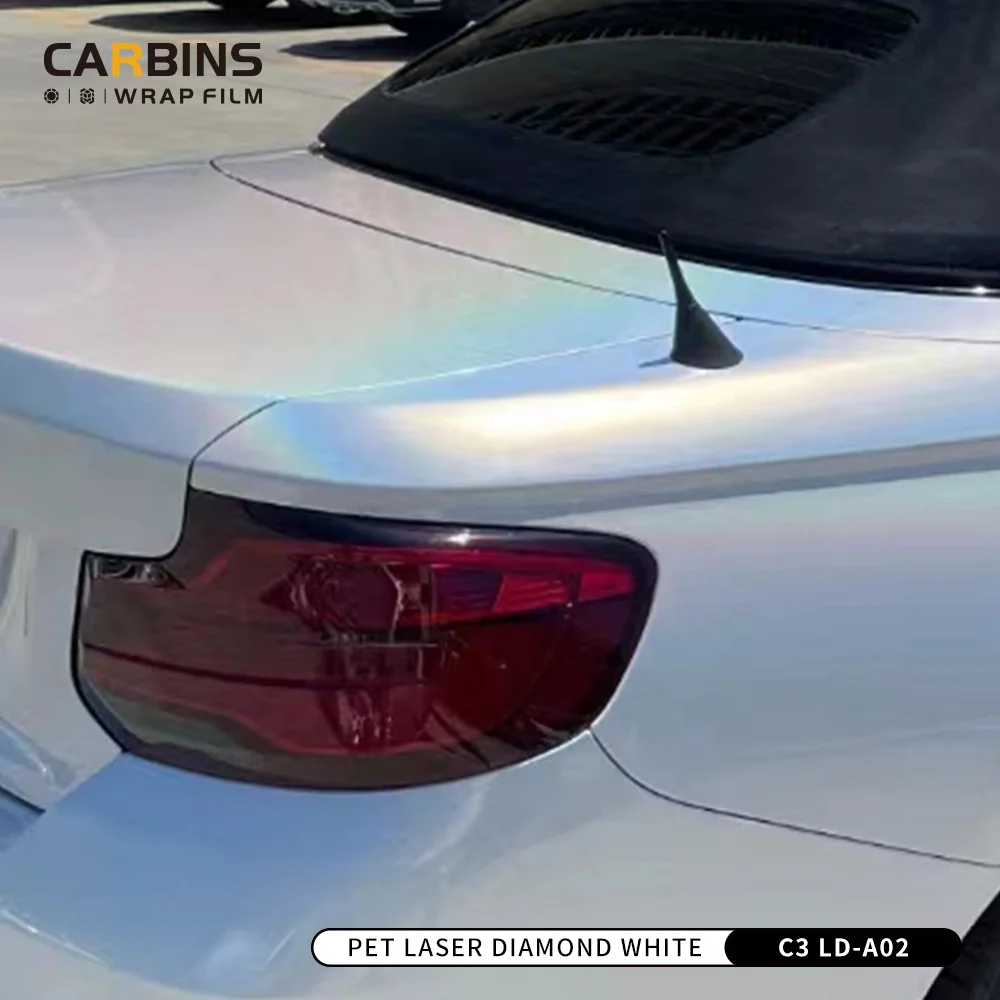 

2025 Carbins Film Car Wrap Vinyl Stickers PET Laser Diamond White Car Wrap Vinyl Sticker For Changing Cars Body Color