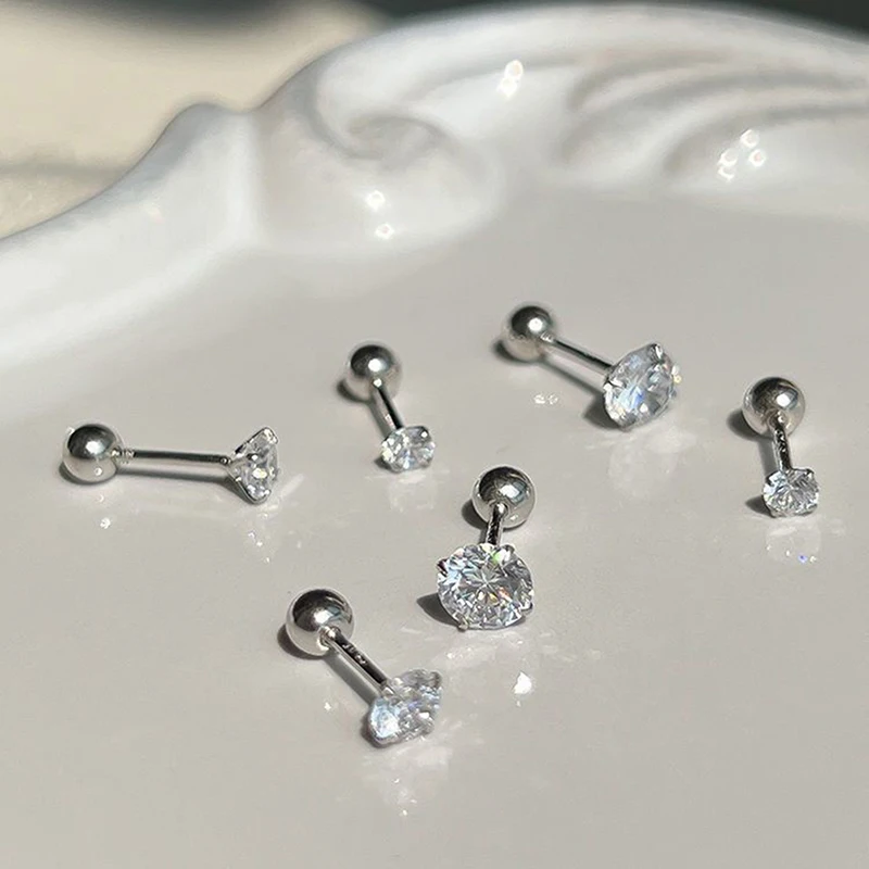 1 Paar 3/4/5mm Kristall Zirkon Ohr stecker Ohrring für Frauen Edelstahl Knorpel Helix Ohr Knochen