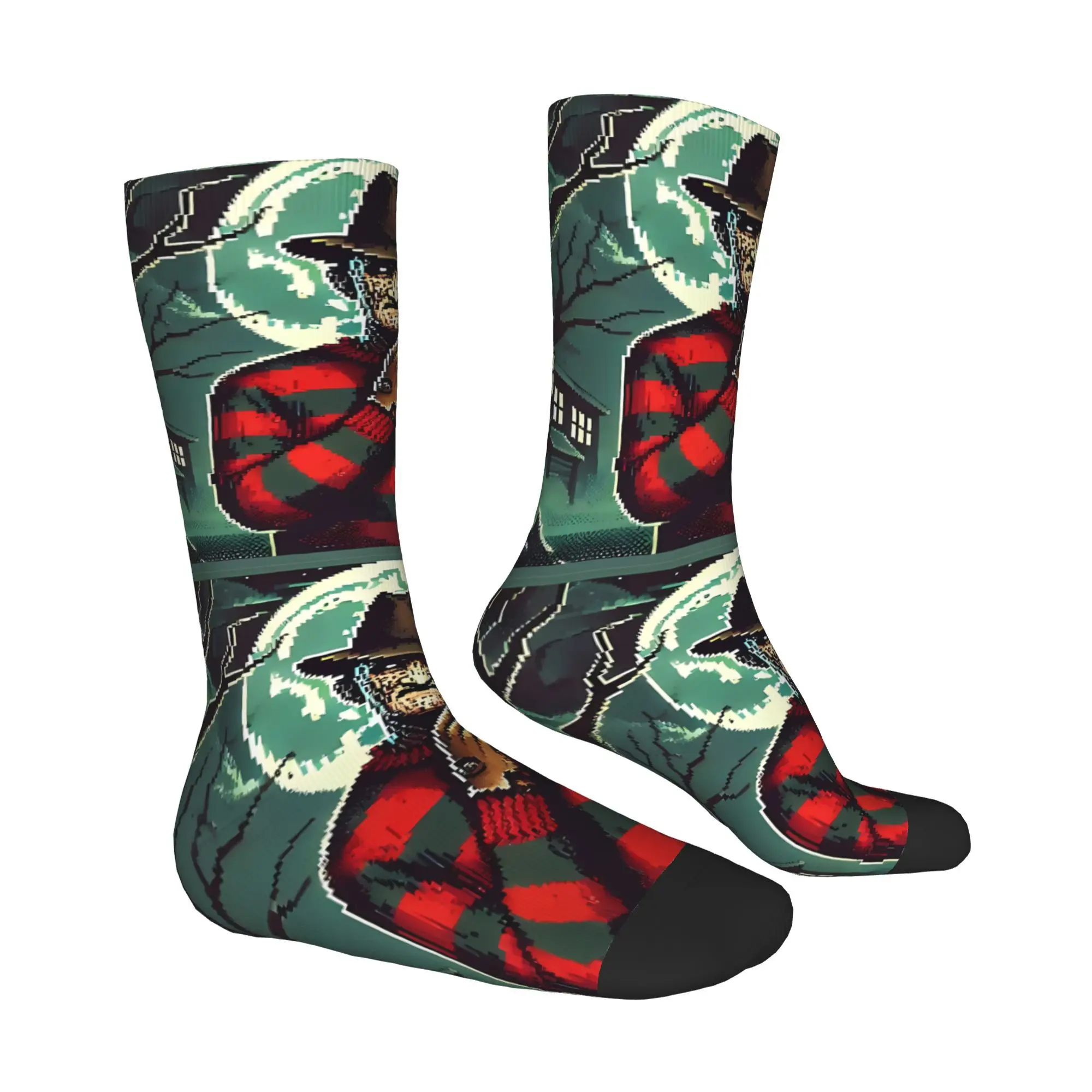Happy Herrensocken Pixel Freddy Krueger Nightmare Vintage Street Style Nahtlose Crew Socke Geschenkmuster bedruckt