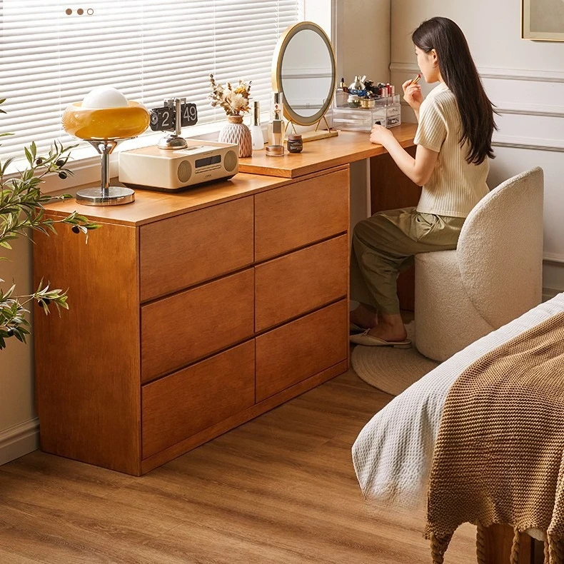 

Solid wood dresser and chest integrated, bedroom makeup table and chairs, simple and modern corner bedside cabinet, st