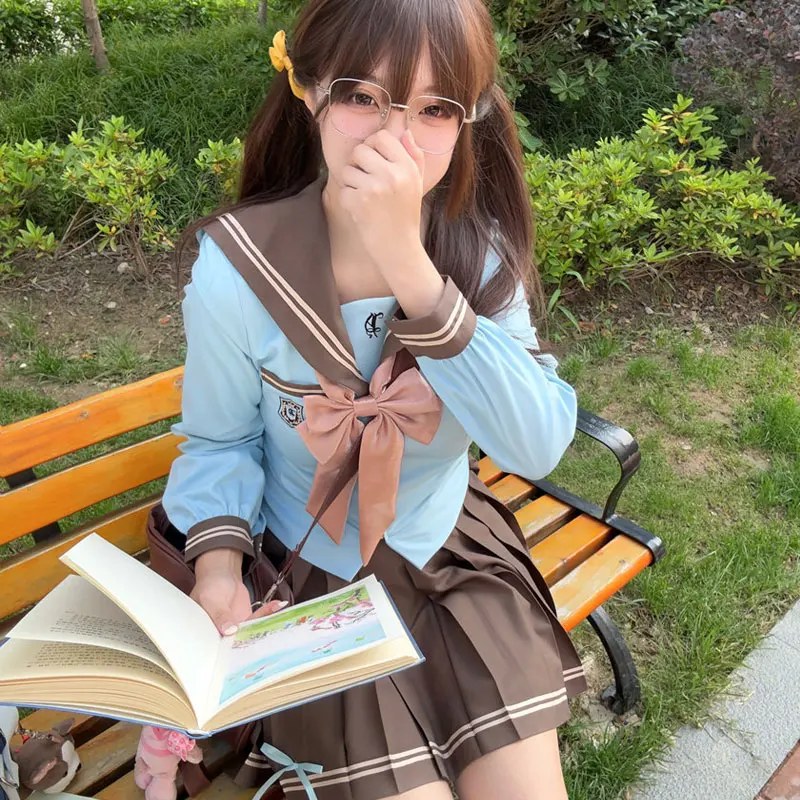blue-brown-sailor-outfit-jk-uniform-long-sleeve-japanese-school-seifuku-for-taiwan-student-girls-sailor-suit-pleated-skirt-sets