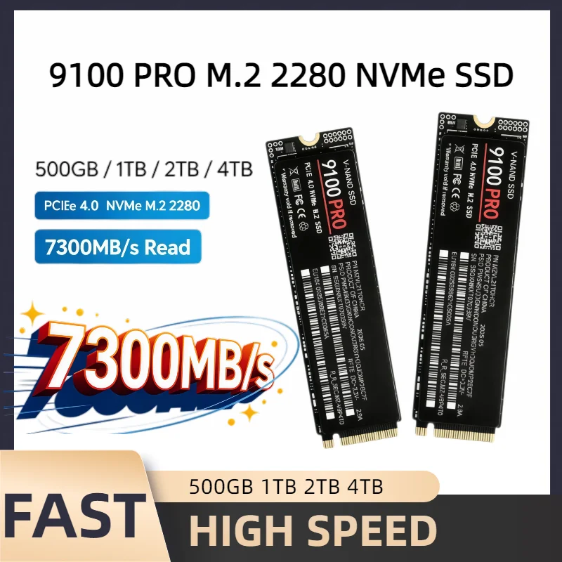 New 2026  9100 PRO M.2 2280 NVMe SSD PCIe4.0 7300MB/s TLC 3D NAND 500‑4TB Solid State Storage for PS5 Gaming PC Desktop