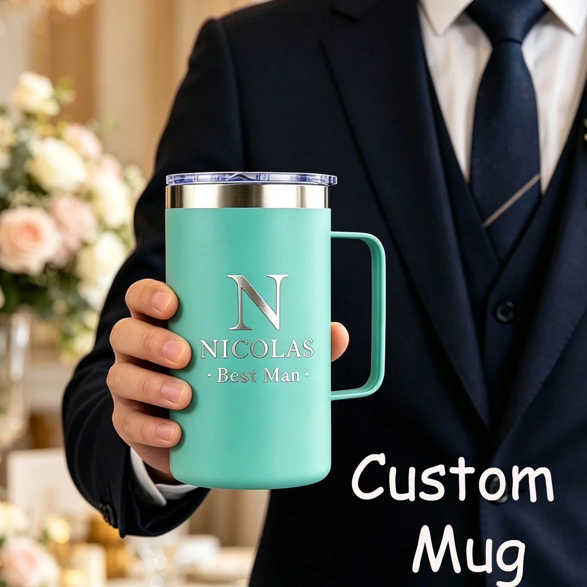 

Personalized 24oz Coffee Mug for Best Man Groomsmen, Customized Gift for Men & Women, Taza Personalizada with Name, Wedding Gift