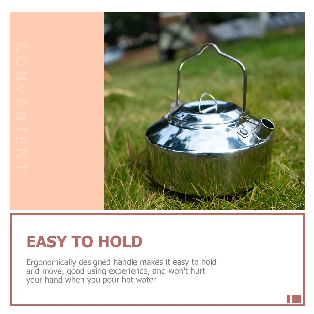 

Premium Stainless Steel Portable Kettle Camp Coffee Pot Outdoor Travel Sturdy Wear-Resistant Water Pot for Gas Stove Induction