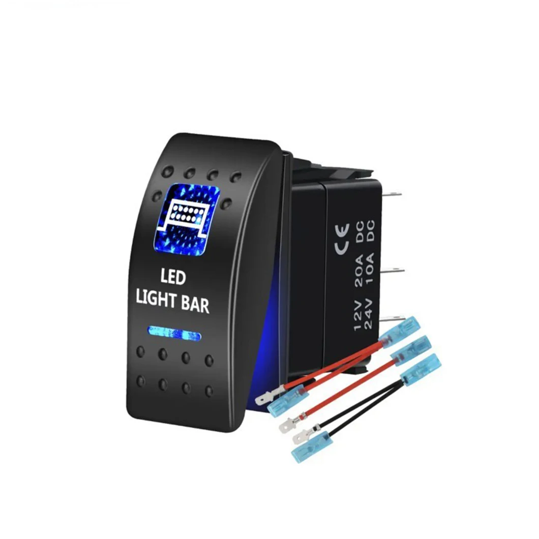 ABILKEEN SPST ON-OFF Car Modification Switch DC12V20A/24V10A Rocker Marine Switch with Dual Blue Light Illuminate 5 Pin Terminal