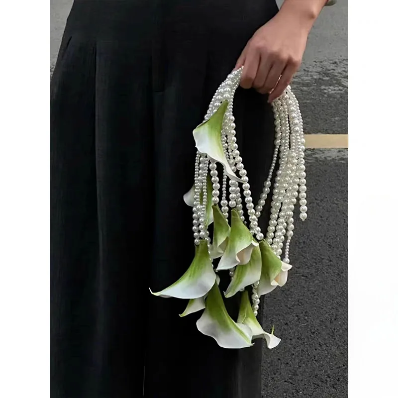 

New pearl calla lily bouquet DIY material package bridal bouquet wedding photography can be split bouquet