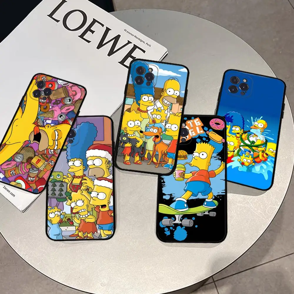 Capa de silicone macia para iPhone, Capa dos desenhos animados, S-Simpson, iPhone 15, 14, 13, 12, 11 Pro Mini, XS MAX, 8, 7, 6 Plus, X, XS, XR