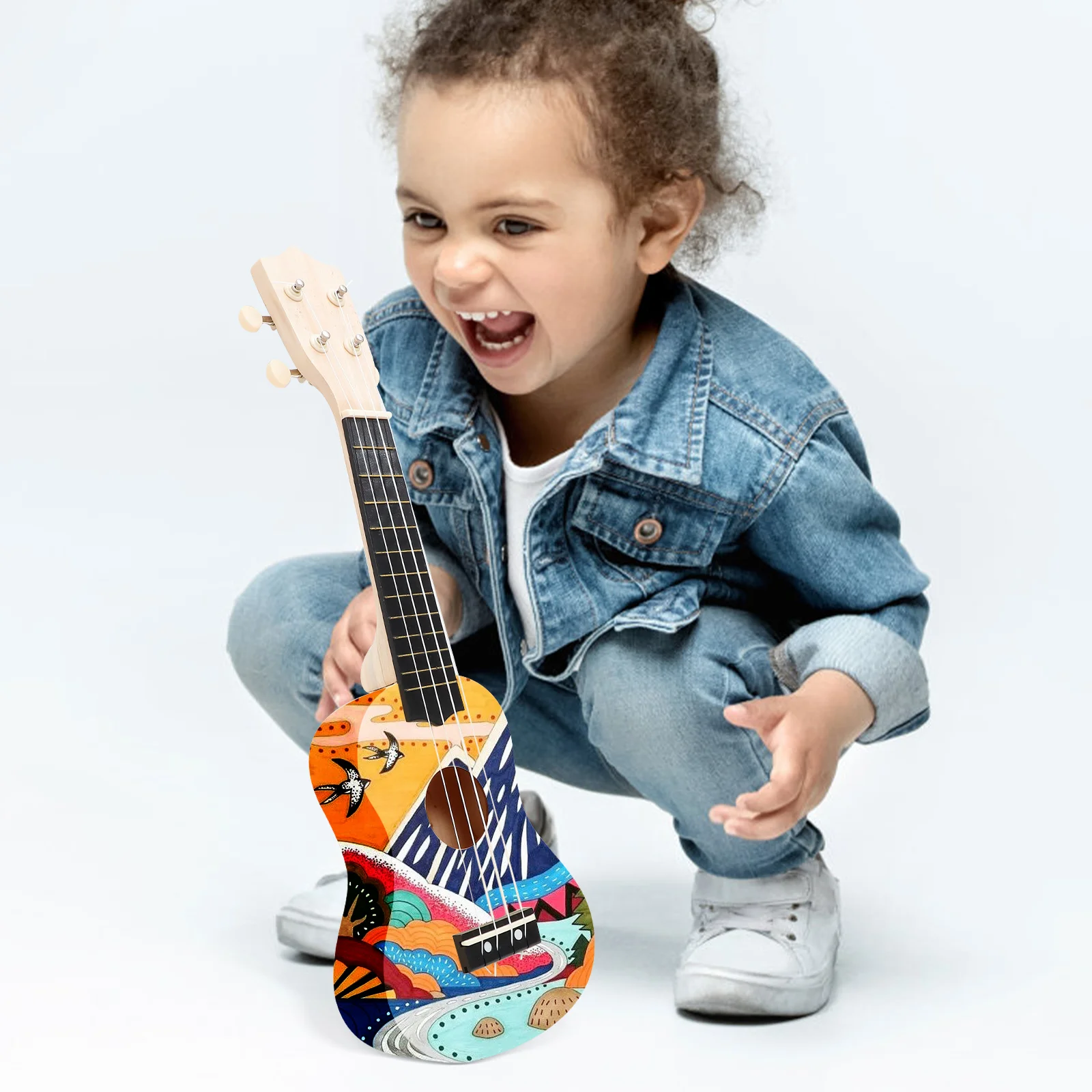 

1 set DIY Ukulele Kit Beige Wooden Tools Set Kids Musical Instruments Beginner Toddler Lightweight Durable Basswood Material