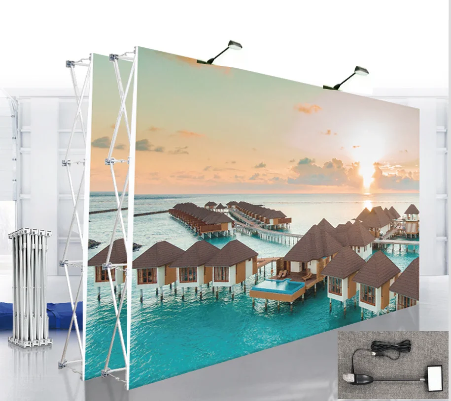 8ft 10ft Banner Exhibit Display Trade Aluminum Flower Wall Folding Stand Frame Advertising Show Backdrops Straight Banner