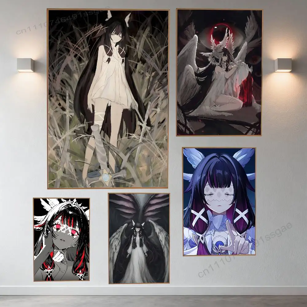 

G-Genshin Columbina Impact Poster Retro Paper Sticker DIY Room Bar Cafe Aesthetic Art Wall Painting